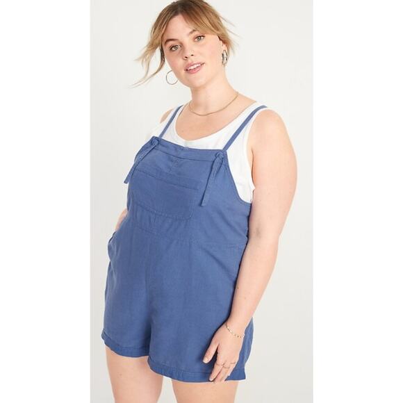 Old Navy Pants - Old Navy Utility Linen Blend Overalls - Beautiful Blue and Adorable Large